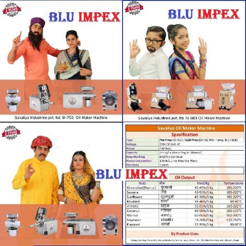 BLU IMPEX 100-500kg Electric Oil Making Machines, Automatic Grade : Automatic