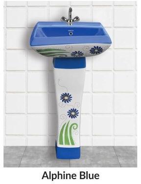 Alphine Blue Vitrosa 18X18 Inch Pedestal Wash Basin