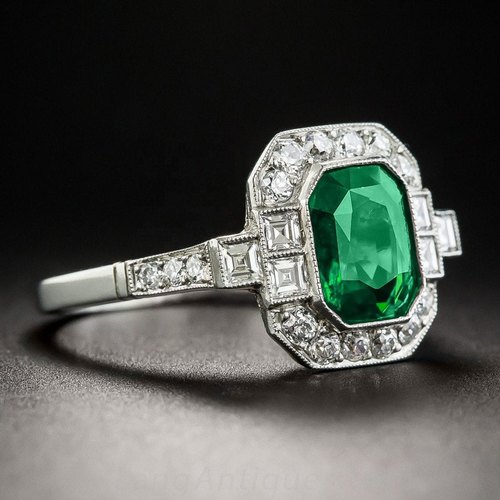 925 Sterling Silver Emerald Ring, Size : 7x9mm