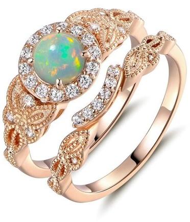 925 Sterling Silver Opal Ring, Size : 6mm