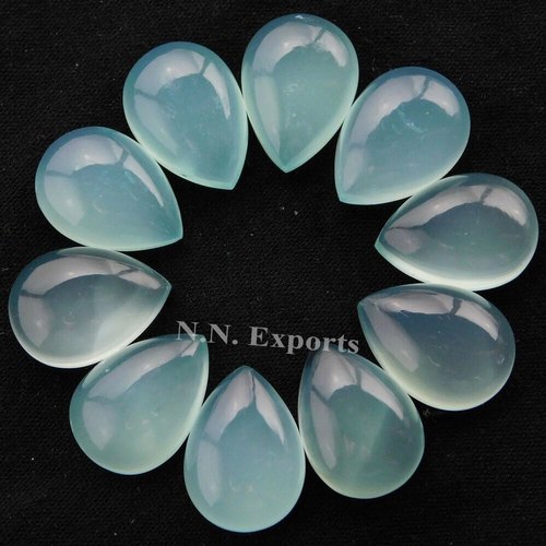 Aqua Chalcedony Pear Cabochon Gemstone, For Used Making Jewellery