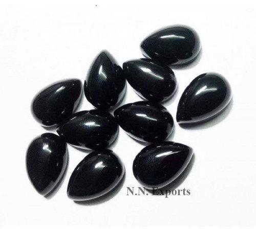 Black Onyx Pear Cabochon Gemstone, For Used Making Jewellery, Pattern : Plain