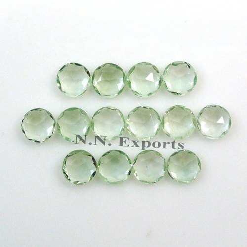 Green Amethyst Rose Cut Round Gemstones, For Used Making Jewellery