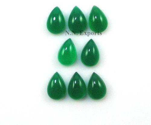 Green Onyx Cabochon Cut Pear Gemstone, For Used Making Jewellery