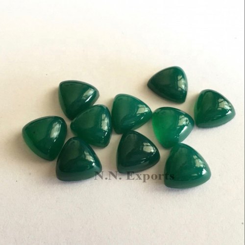 Green Onyx Cabochon Cut Trillion Gemstone, For Used Making Jewellery