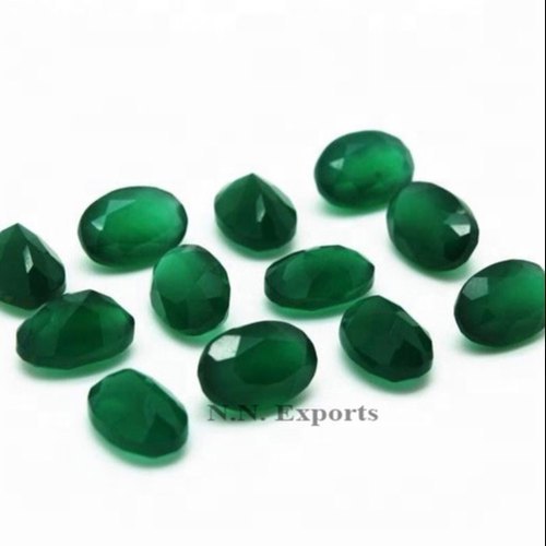 Green Onyx Faceted Oval Gemstone