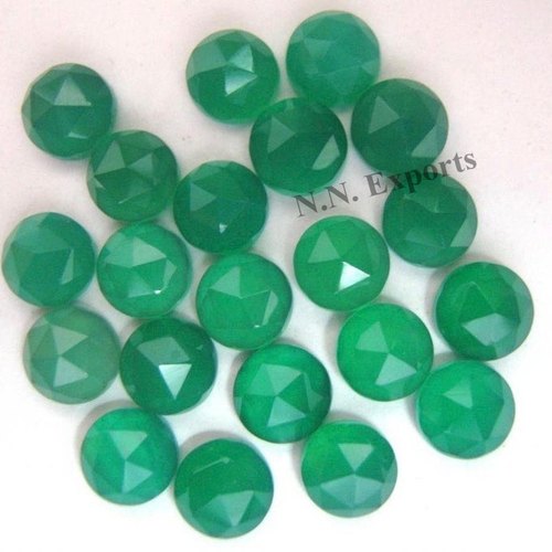 Green Onyx Rose Cut Round Gemstone, For Used Making Jewellery