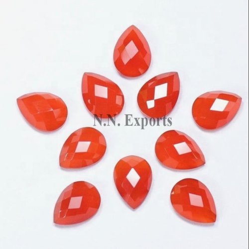 Red Onyx Rose Cut Pear Gemstone, For Used Making Jewellery
