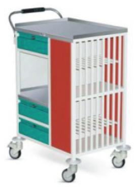 Rectangular MS Framework Ward Round Trolley