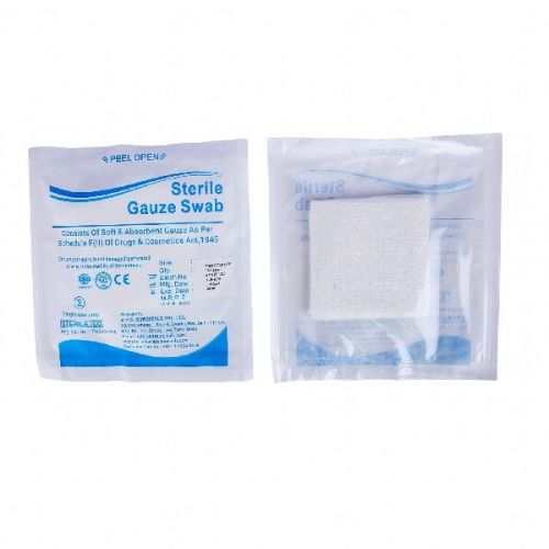 Cotton Absorbent Sterile Gauze Swab, For Clinic, Hospital, Personal, Length : 3-4inch, 2-8 Inch