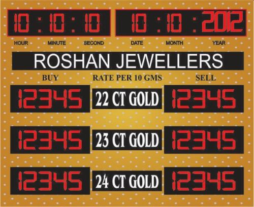 Rectangular LED Acrylic Gold Rate Display Board, For Jewelry Shop, Feature : Automatic Brightness Control