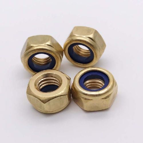 Polished Nylon Insert Hexagon Nut, Color : Golden