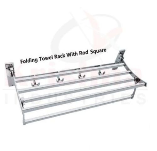 Stainless Steel Polish Folding Towel Rack, For Home, Hotel, Color : Silver