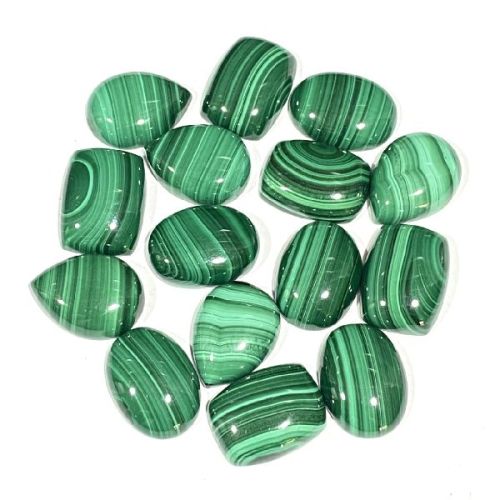 Polished Gemstone Malachite Stone, Size : 12mm, 16mm, 20mm, 24mm