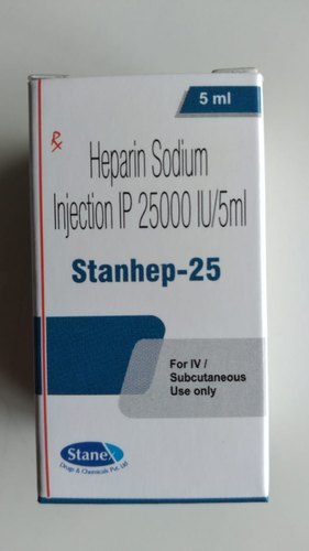 Stanhep 25 Heparin Sodium Injection, Packaging Size : 5 Ml