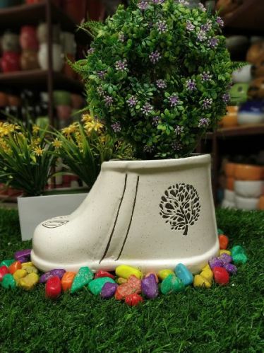 Shoe Shape Ceramic Flower Pot, For Plantation, Feature : Decorative