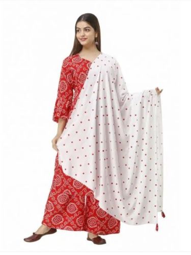 Bandhani Kurti With Palazzo, Size : M, XL, XXL