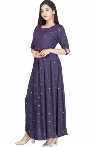 Dark Blue Anarkali Kurti, Size : M, XL, XXL