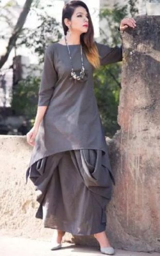 High Low Kurti With Dhoti, Size : M, XL, XXL