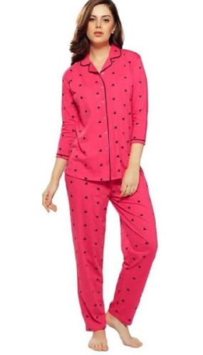 Rayon Pink Nightwear Set, Size : M, L, XL, XXL