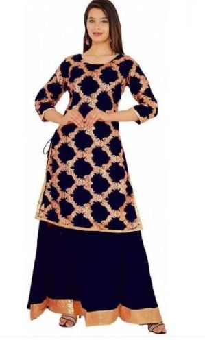 Rayon Printed Kurti With Skirt, Size : M, L, XL, XXL