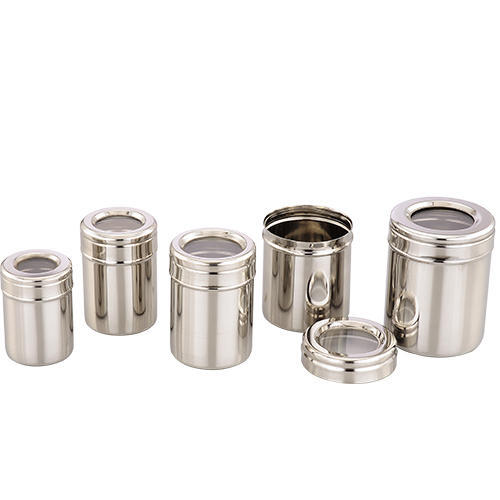 Round Polished Ubhi Dabbi Canister, Color : Silver