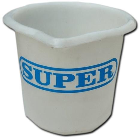 SUPER Plastic Storage Buckets, Color : White