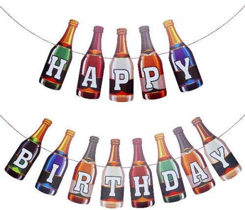 HIPPITY HOP HAPPY BIRTHDAY BOTTEL SHAPE FLAG BANNER PACK OF 1 FOR PARTY DECORATION