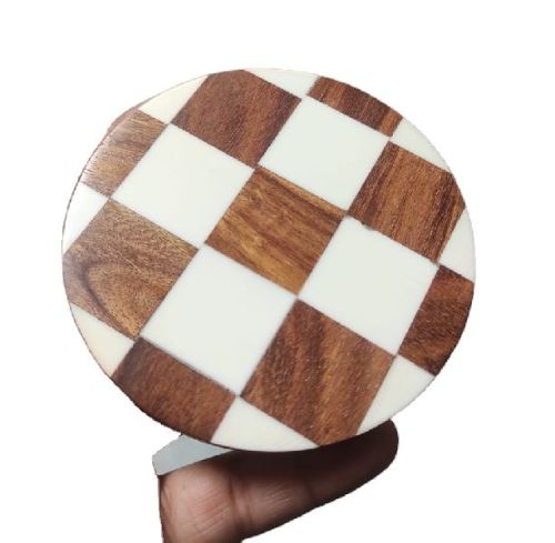 ROUND COASTER WOODEN AND RESIN HANDMADE TECHNIQUE PRODUCT