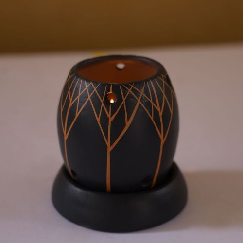 Fanusta Terracotta Tealight Holder, Color : Black