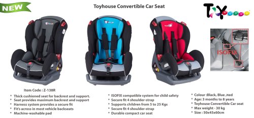 Toyhouse Baby Car Seat, Color : Red, Blue, Black