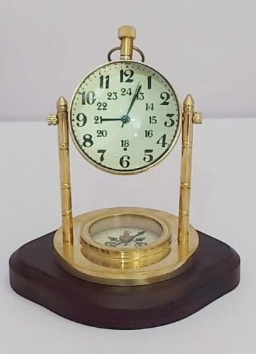 Nautical Vintage Brass Table Clock, Width : 10 Inches