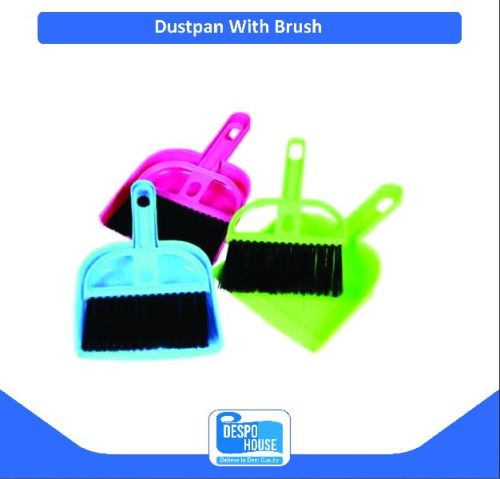 Plastic Dustpan With Brush, Shape : Flat