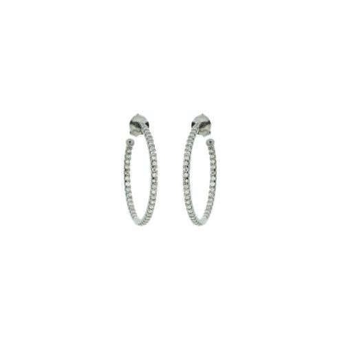 Sterling Silver Diamond Hoop Earring