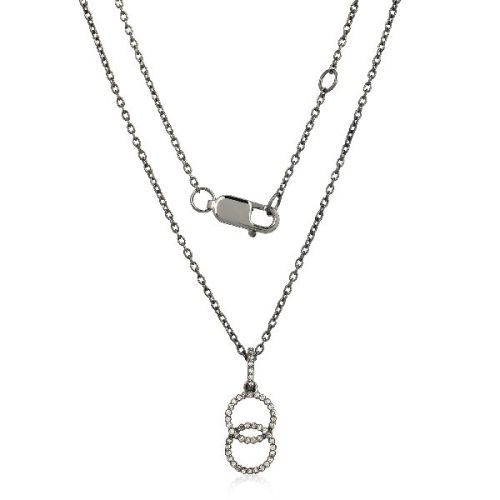 Sterling Silver Two Circle Diamond Pendant