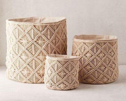 Round Fabric Macrame Baskets, For Home, Hotel