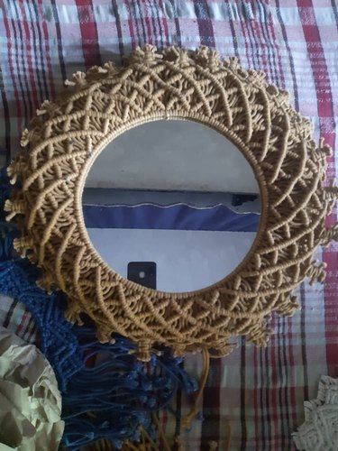 Fabric Plain Macrame Mirror Frame, Feature : Fine Finishing, Stylish Look