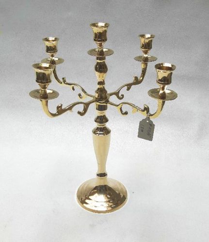 5-Light Brass Candelabra, For Home Decoration, Color : Golden