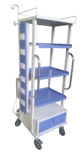 Goswami Rectangular SS Monitor Trolley, For HOSPITAL, Size : 660x760x1680 Mm