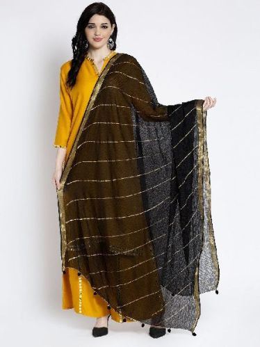 Plain Black Kota Cotton Dupatta, Technics : Machine Made