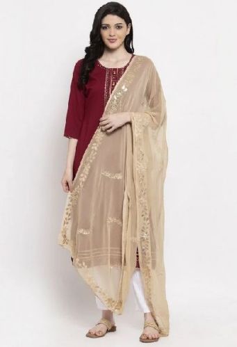 Fawn Gotta Patti Chiffon Dupatta, Technics : Machine Made