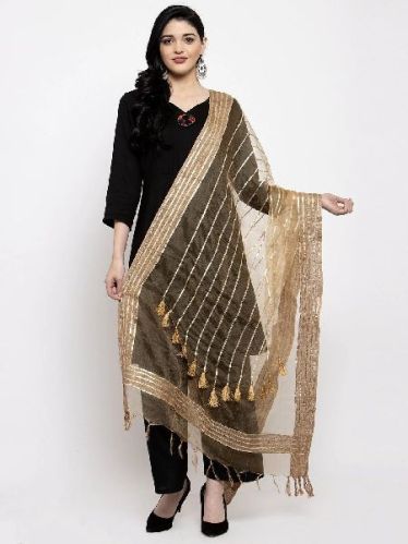Plain Fawn Organza Dupatta, Size : Standard