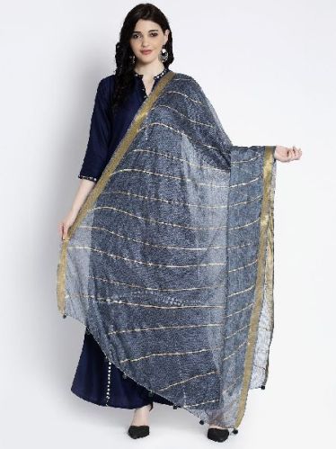 Plain Grey Kota Cotton Dupatta, Technics : Machine Made