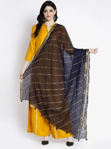 Navy Blue Kota Cotton Dupatta, Technics : Machine Made