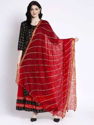 Plain Red Kota Cotton Dupatta, Technics : Machine Made