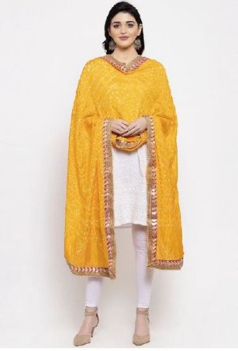 Yellow Gotta Patti Bandhani Dupatta, Technics : Machine Made