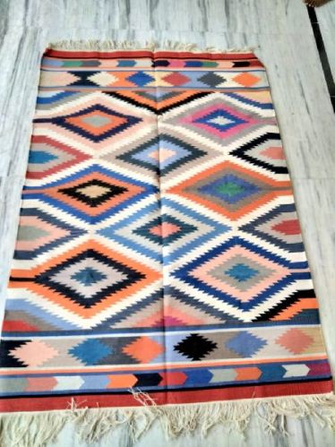 Printed Cotton Dhurrie, Size : Standard