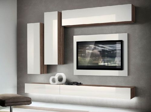 Rectangular Polished Wooden Italian Wall Unit