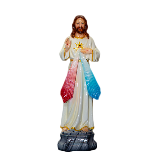 Polished Fiberglass Divine Mercy Jesus Statue, For Shiny, Pattern : Painted
