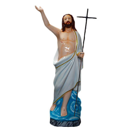 Polished Fiberglass Resurrection Jesus Statue, For Shiny, Pattern : Painted